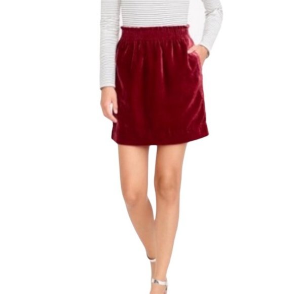 J. Crew Factory Dresses & Skirts - J. Crew Burgundy Velvet Sidewalk Skirt